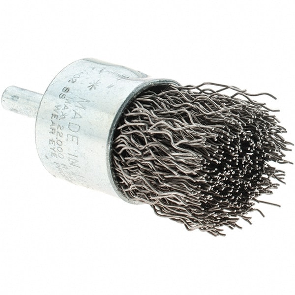 Tru-Maxx 88523 End Brushes: 1" Dia, Stainless Steel, Crimped Wire Image