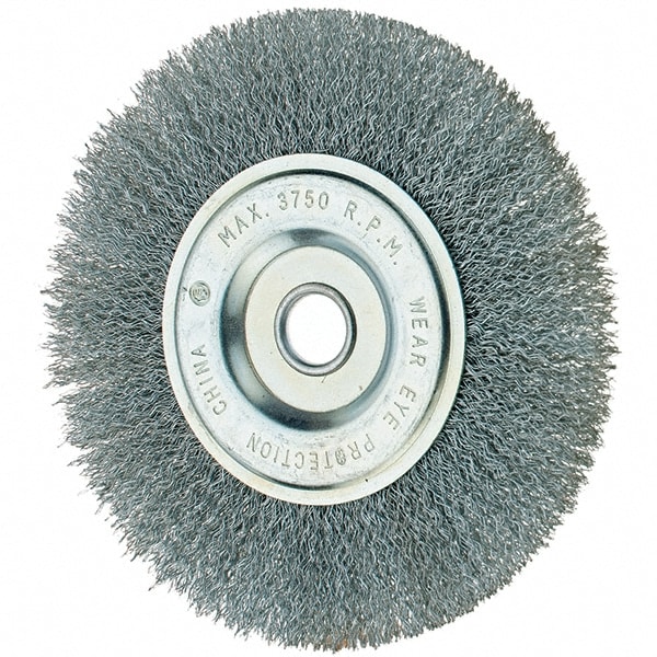 Tru-Maxx 6 OD, 1/2 Arbor Hole, Crimped Steel Wheel Brush 5/8 Face Width, 1-1/4 Trim Length, 0.014 Filament Diam, 3, 750 RPM 88502 - 32246548