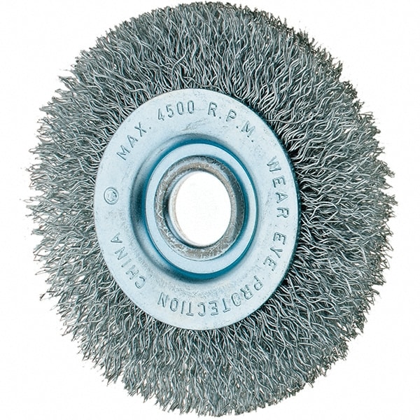 Wheel Brush: 3" Wheel Dia, Crimped