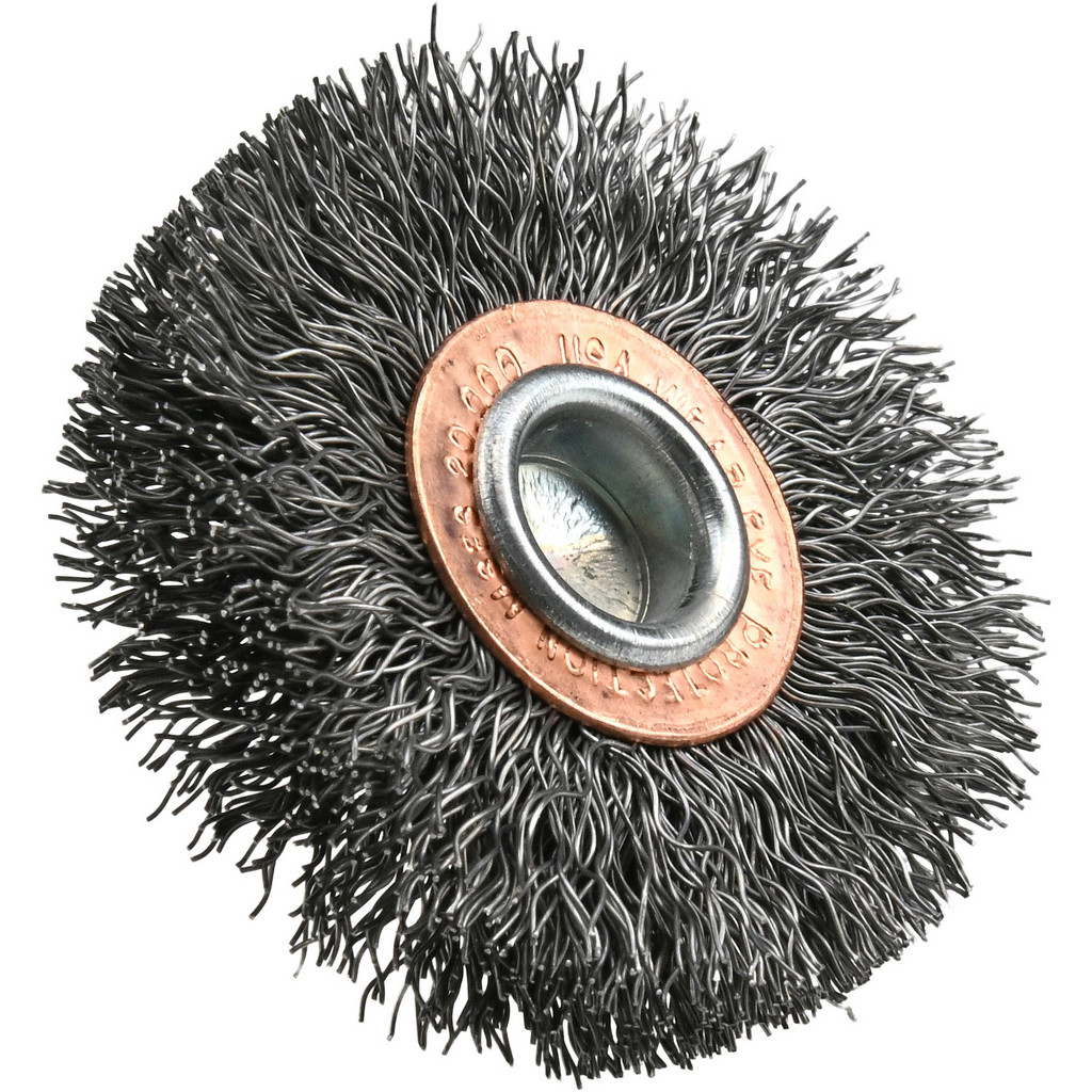 Tru-Maxx Wheel Brush: 2" Wheel Dia, 3/8" Face Width, 0.0118" Wire Dia, Crimped - Carbon Steel | Part #50012382885590