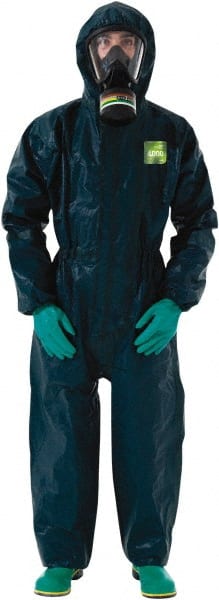Ansell GR40-T92-111-04 Disposable Coveralls: Size Large, 2.98 oz, Film Laminate, Zipper Closure 