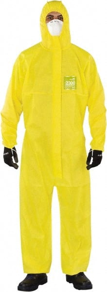 Ansell YY23-B92-111-06 Non-Disposable Rain & Chemical-Resistant Coverall: Yellow, Film Laminate 