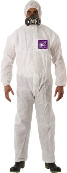 Ansell WH15-S92-100-04 Disposable Coveralls: Size Large, 1.47 oz, SMS, Zipper Closure 