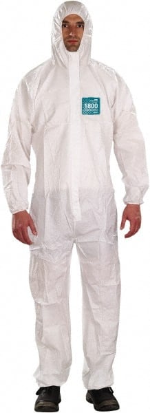 Ansell WH18-B92-111-03 Non-Disposable Rain & Chemical-Resistant Coverall: White, Film Laminate 