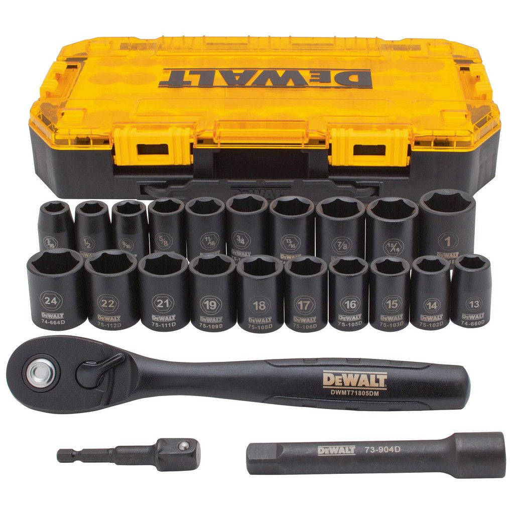 DeWALT Socket Set: Impact, 1/2" Drive - 6 Point, Black Oxide | Part #DWMT74739