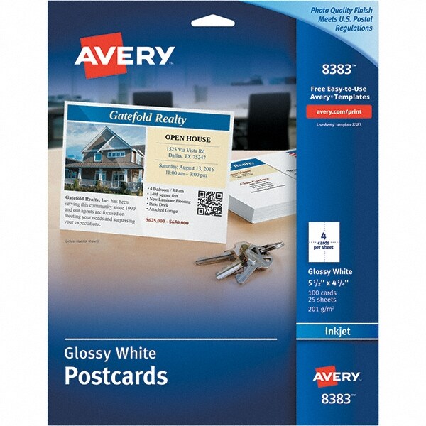 4-1/4" x 5-1/2" Gloss White Greeting Cards