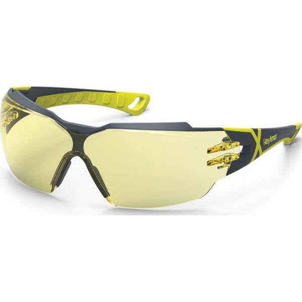 HexArmor. 11-13002-02 Safety Glass: Anti-Fog & Scratch-Resistant, Polycarbonate, Amber Lenses, Frameless, UV Protection 