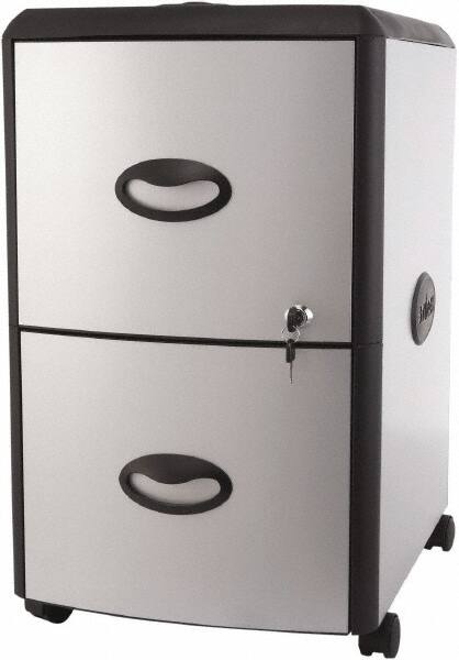 Vertical File Cabinet: 2 Drawers, Black & Silver
