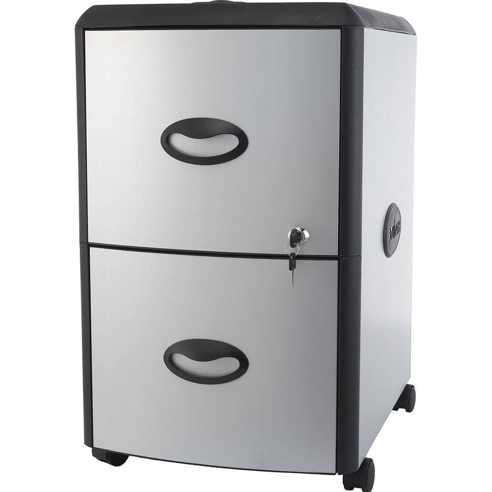 Vertical File Cabinet: 2 Drawers, Black & Silver