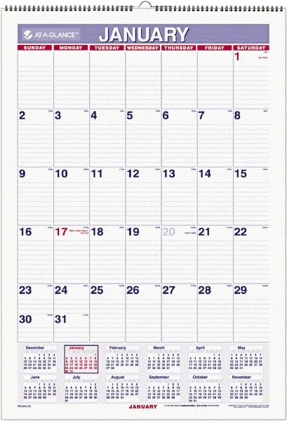 AT-A-GLANCE - Wall Calendar: 6 Sheets, Ruled Blocks | MSC Industrial ...