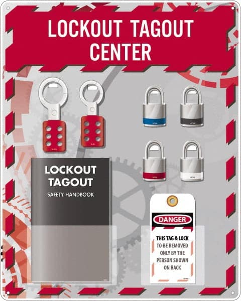 Tag & Padlock/Hasp Lockout Station: Equipped, 4 Max Locks, Plexiglass Station
