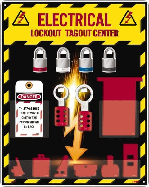 Electrical Lockout Station: Equipped, 4 Max Locks, Plexiglass Station