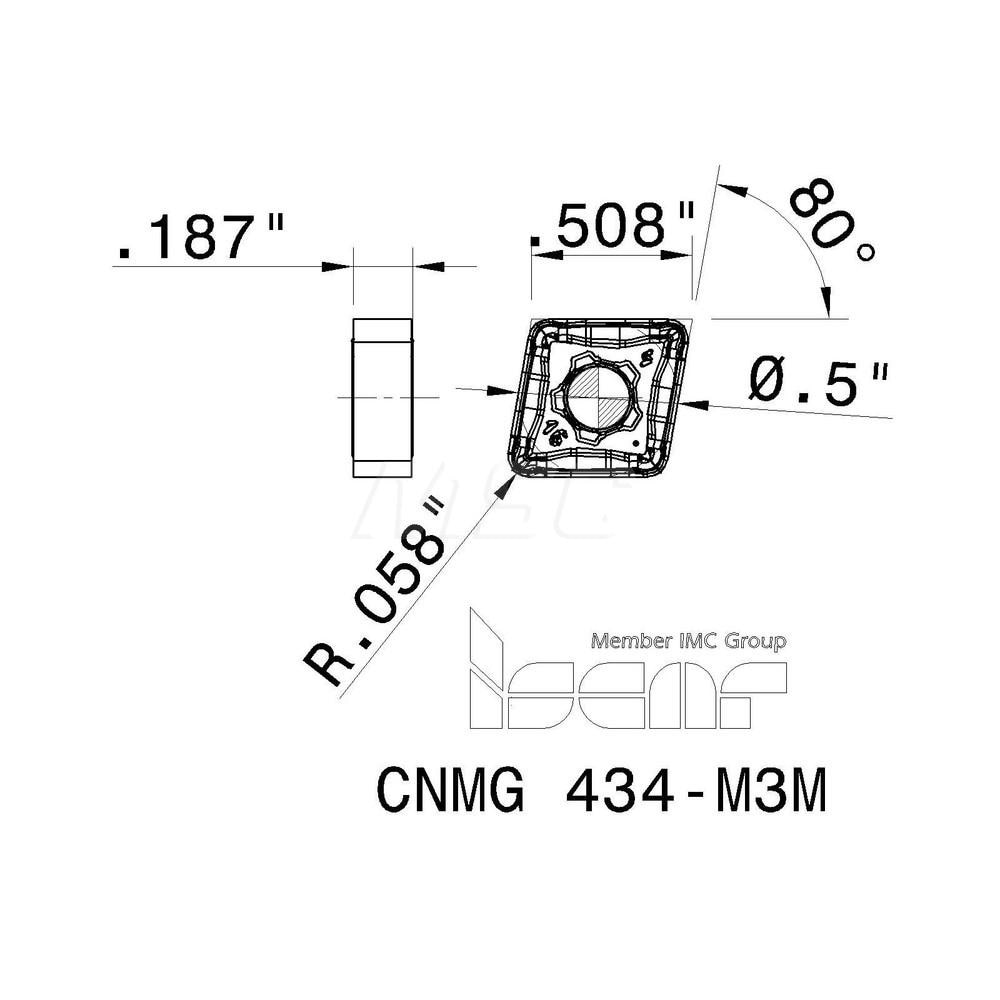 Iscar - Turning Insert: CNMG434-M3M IC806, Carbide | MSC Direct