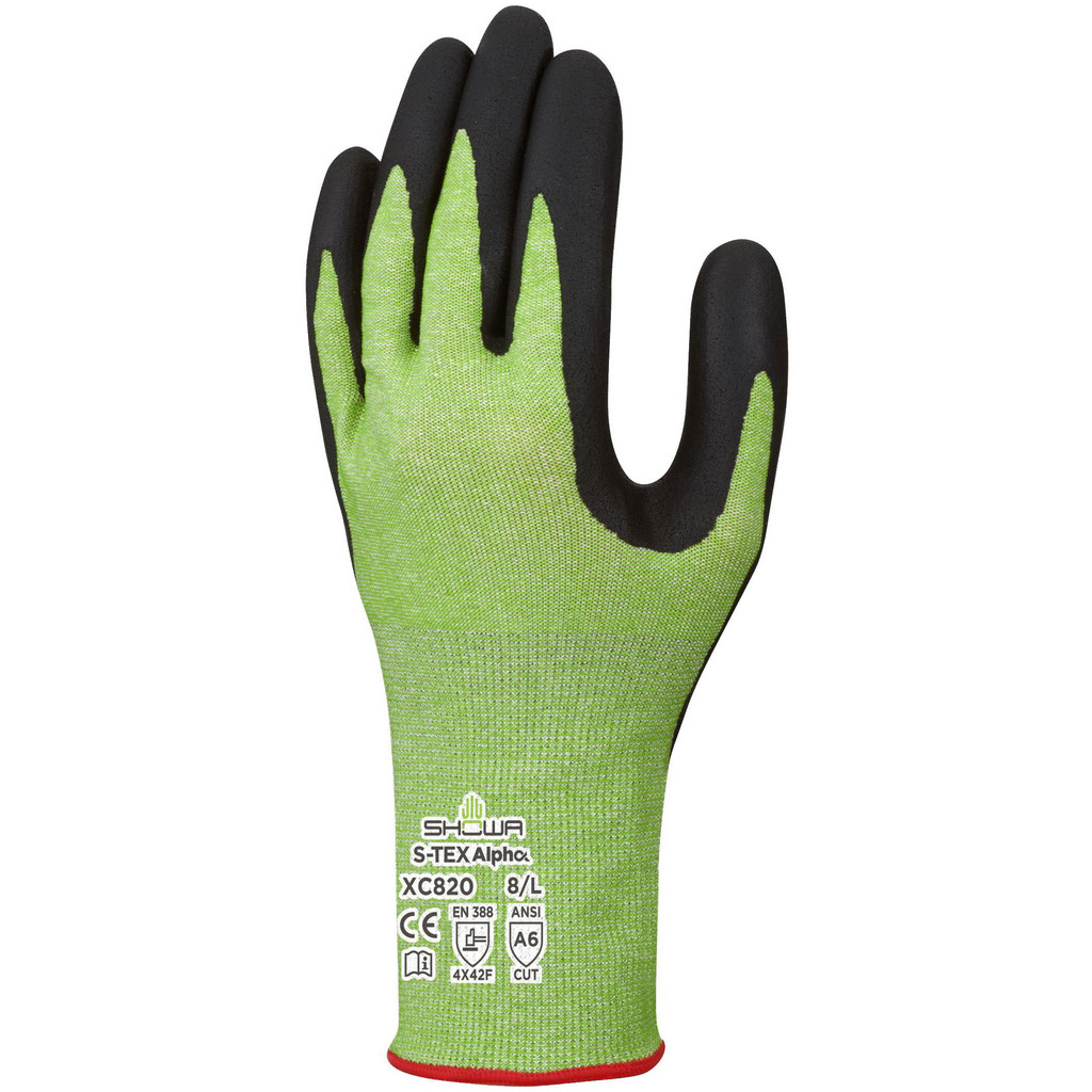 SHOWA | S-Tex Alpha Cut, Puncture & Abrasion-Resistant Gloves: S-Tex Alpha, Cut A6, Abrasion 4, Puncture 2, 18 ga, Size X-Large, 11" Long - HPPE &