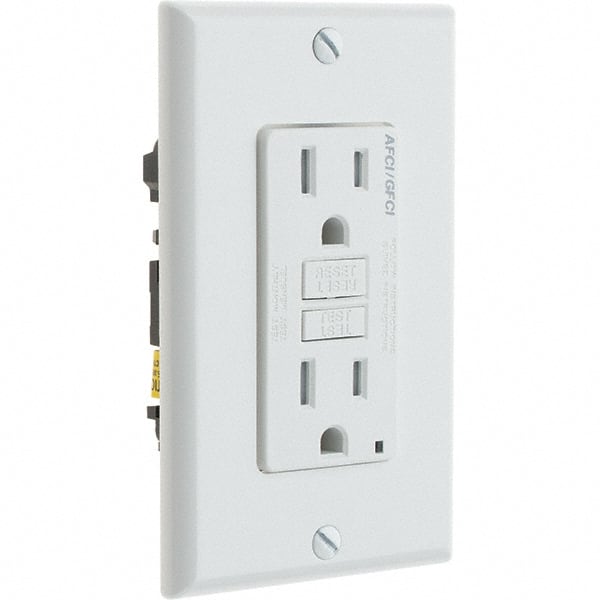 GFCI Receptacles; Grade: Commercial ; NEMA Configuration: 5-15R ; Amperage: 15 ; Reset Type: Manual ; Wiring Method: Back; Side ; Number of Phases: 1