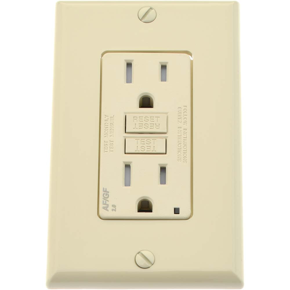 GFCI Receptacles; Grade: Commercial ; NEMA Configuration: 5-15R ; Amperage: 15 ; Reset Type: Manual ; Wiring Method: Back; Side ; Number of Phases: 1