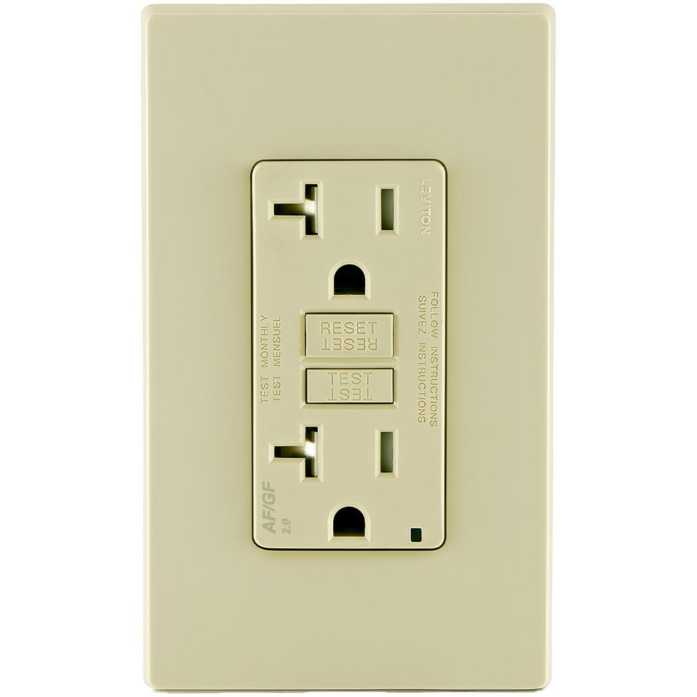 GFCI Receptacles; Grade: Commercial; Color: Ivory; NEMA Configuration: 5-20R; Amperage: 20; Reset Type: Manual; Voltage: 125 VAC; Wiring Method: Side; Back; Body Material: Thermoplastic; Flange Style: No Flange; Flange Included: No; Amperage: 20 A; Voltag