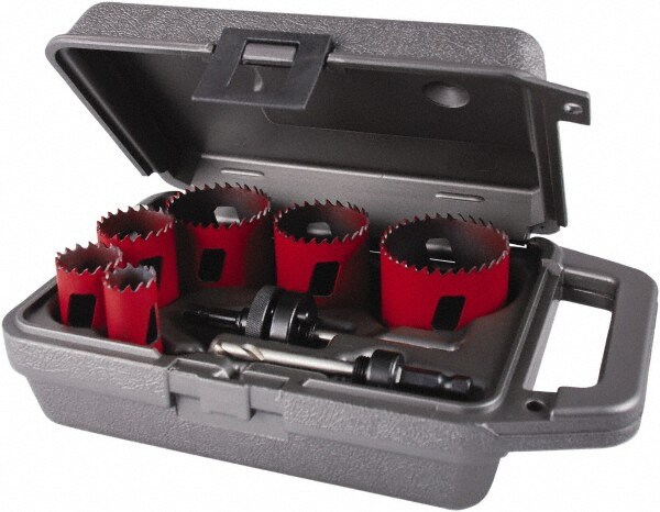 Electrician's Hole Saw Kit: 8 Pc, 7/8 to 2-1/2" Dia