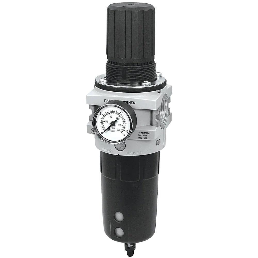 Parker P3YEA96ESCBNJN FRL Combination Unit: 3/4 NPT, Heavy-Duty, 1 Pc Filter/Regulator with Pressure Gauge Image