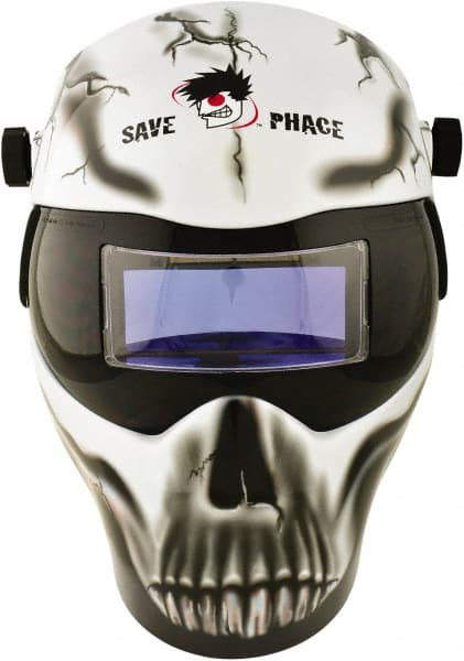Welding Helmet: Black, White & Gray, Nylon, Shade 3 to 10, Non-Adjustable  Adjustment