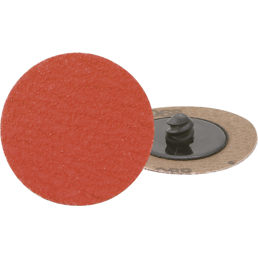 Quick-Change Disc: Roll-On, 3" Dia, 120 Grit, Ceramic Alumina, Coated - Orange, Polyester-Backed, 20000 RPM