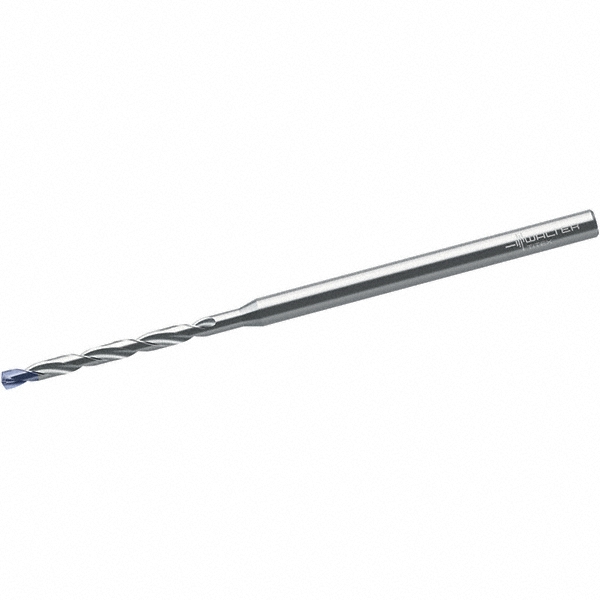 Jobber Length Drill Bit: 1.70 mm (0.0670) Dia, 140 deg, Solid Carbide - TiAlN Finish, 60.00 mm OAL, Right Hand Cut, Straight Shank, Series DB133-08