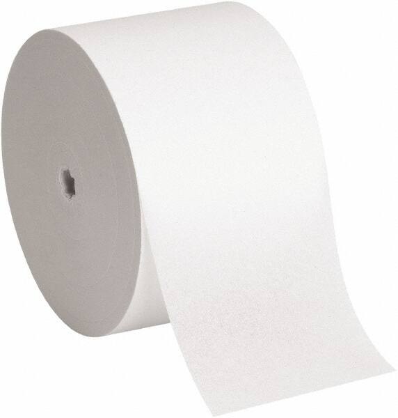 Bathroom Tissue: Coreless Roll, Recycled Fiber, 1-Ply, White