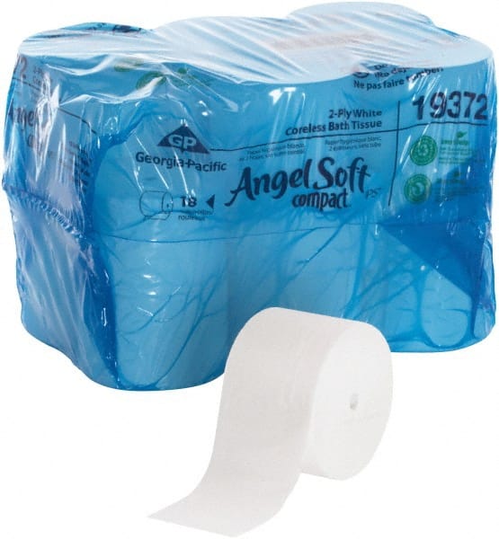 Bathroom Tissue: Coreless Roll, Recycled Fiber, 2-Ply, White