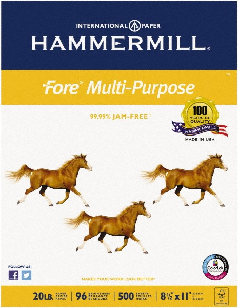 Hammermill Fore MP Multipurpose Paper, 96 Brightness, 20lb, 8-1/2x11, White, 5000/Carton - Use w/ Plain Paper Office Equipment | Part #HAM103267