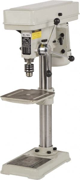 Floor Drill Press: 10" Swing, 0.5 hp, 115V, 1 Phase, Step Pulley