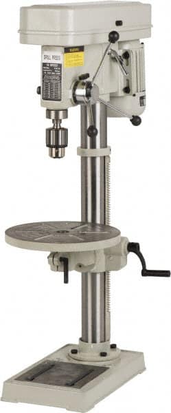 Floor Drill Press: 12.9921" Swing, 3/4 hp, 115V, 1 Phase, Step Pulley