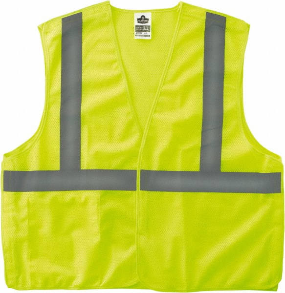 High Visibility Vest: 4X/5X-Large - Lime, Hook & Loop Closure, 1 Pocket