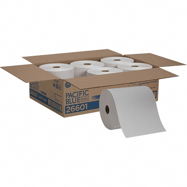 Paper Towels: Hard Roll, 6 Rolls, Roll, 1 Ply, Recycled Fiber, White