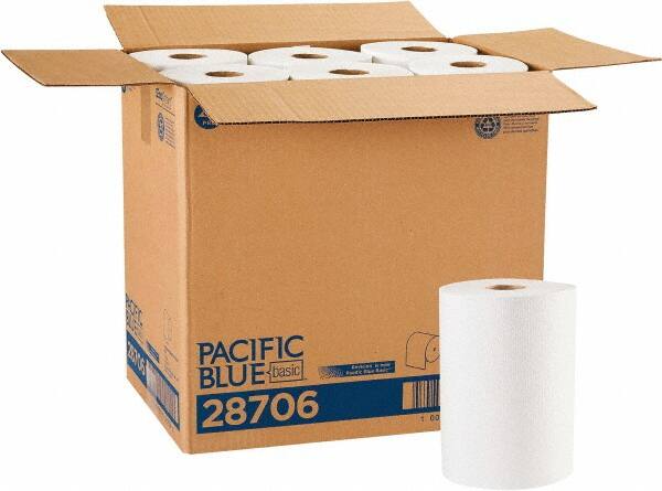 Paper Towels: Hard Roll, 12 Rolls, Roll, 1 Ply, Recycled Fiber, White