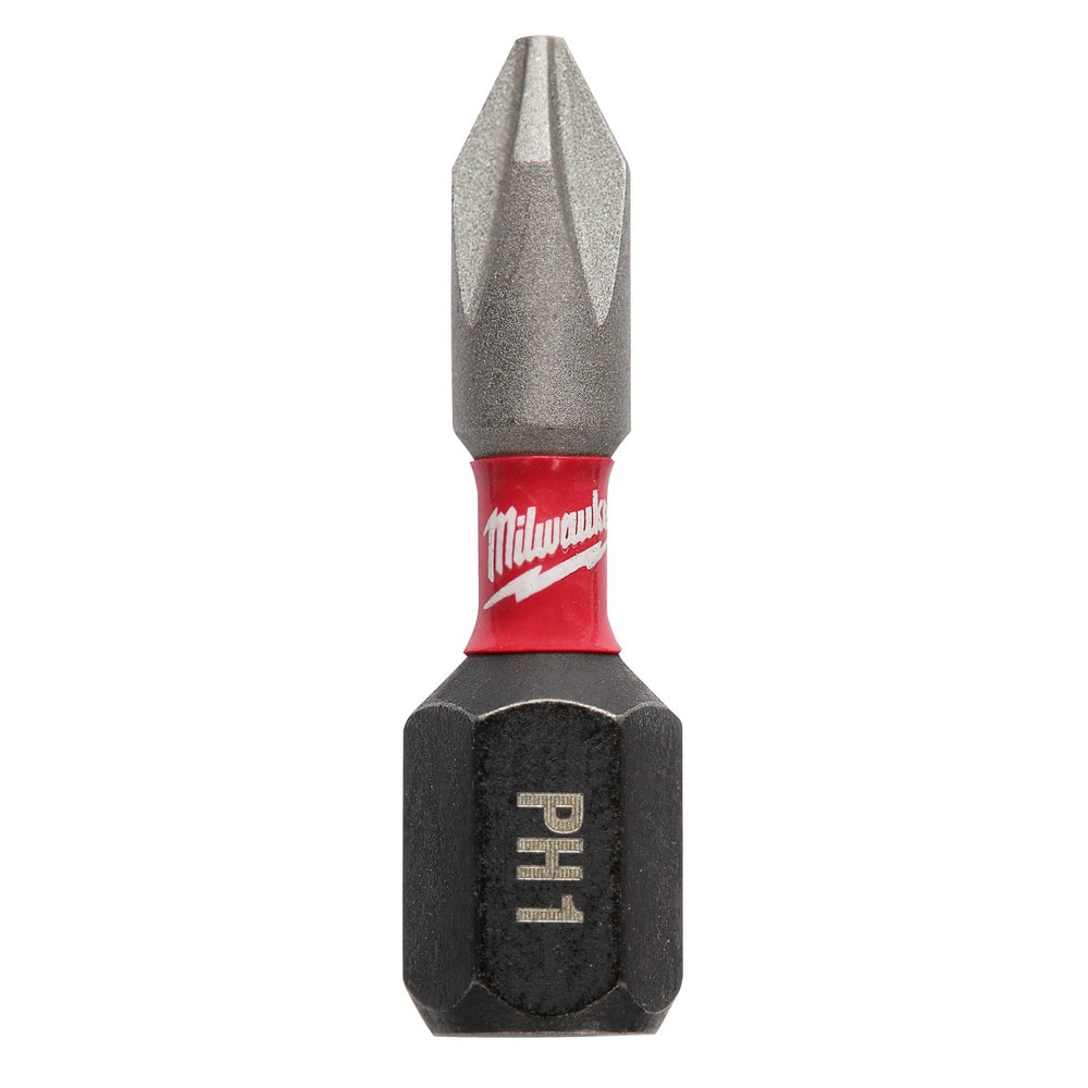 Phillips Screwdriver Insert Bit: #1 Point, 1/4" Drive, 1" OAL