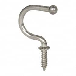Storage Hook: Screw Mount, 7/8" Projection, 6.6 lb Load Capacity, Stainless Steel