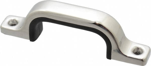 7/16" Handle Diam, Polished Stainless Steel, Rubber Drawer Pull