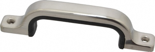 9/16" Handle Diam, Polished Stainless Steel, Rubber Drawer Pull