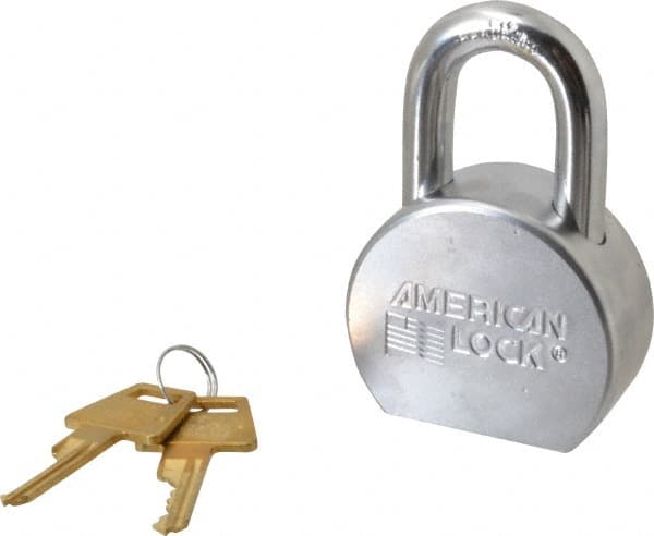 American Lock A700 Padlock: Steel, Keyed Different, 2-1/2" Wide, Satin Chrome & Triple-Plated 