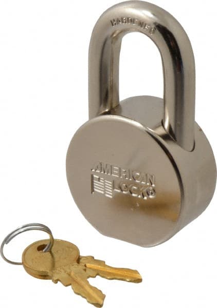 American Lock AH10 Padlock: Steel, Keyed Different, 2" Wide, Satin Chrome & Triple-Plated 