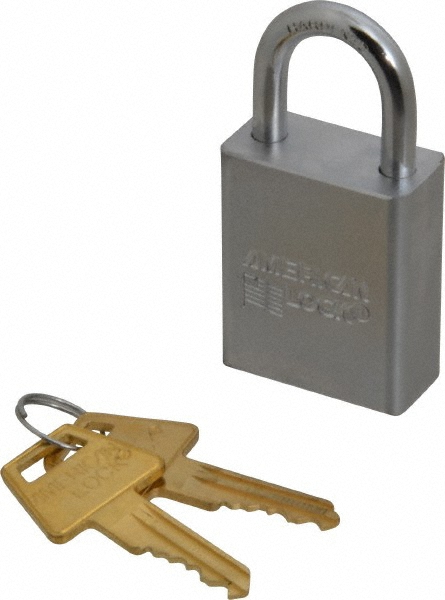 Padlock: Steel, Keyed Different, 1-1/2" Wide, Chrome-Plated - 1/4" Shackle Dia, 3/4" Shackle Width, 1" Shackle Height