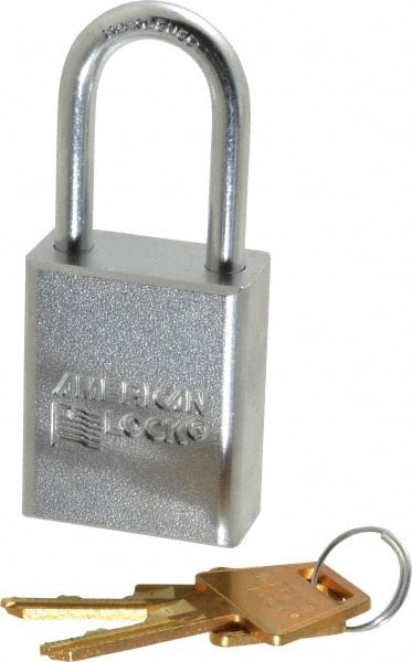 American Lock A5101 Padlock: Steel, Keyed Different, 1-1/2" Wide, Chrome-Plated 