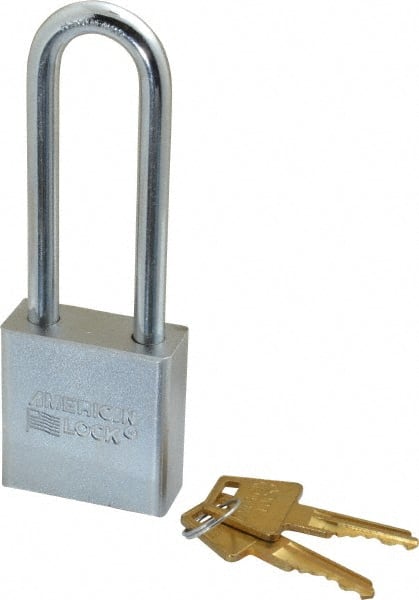 Padlock: Steel, Keyed Different, 1-3/4" Wide, Chrome-Plated