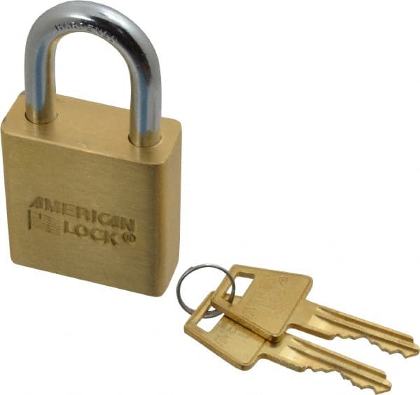American Lock A5560KA38525 Padlock: Brass & Steel, Keyed Alike, 1-3/4" Wide 
