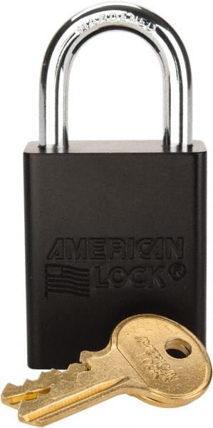 American Lock A1105KABLK22141 Lockout Padlock: Keyed Alike, Aluminum, 1" High, Steel Shackle, Black 