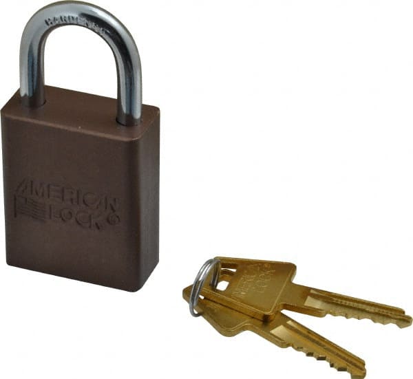 American Lock A1105KABRN23647 Lockout Padlock: Keyed Alike, Aluminum, 1" High, Steel Shackle, Brown 