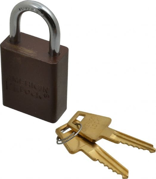 American Lock A1105KABRN23458 Lockout Padlock: Keyed Alike, Aluminum, 1" High, Steel Shackle, Brown 