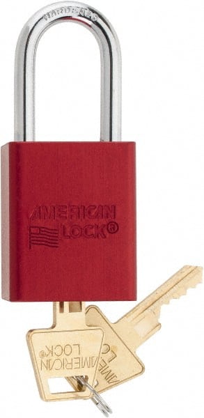 Lockout Padlock: Keyed Different, Aluminum, Steel Shackle, Red