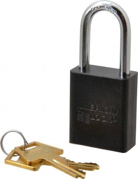 American Lock A1106KABLK48632 Lockout Padlock: Keyed Alike, Aluminum, Steel Shackle, Black Image