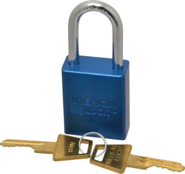 Lockout Padlock: Keyed Different, Aluminum, Steel Shackle, Blue